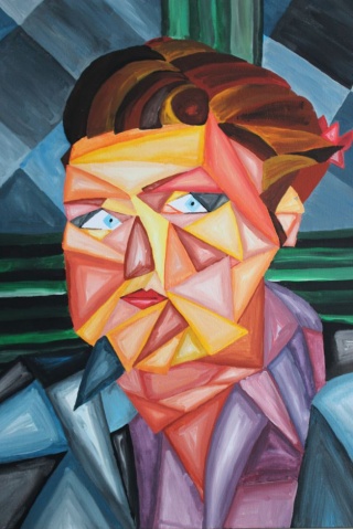 5.Semester Sophie Bruestle 2014 Analytischer Kubismus Selbstbildnis.jpg